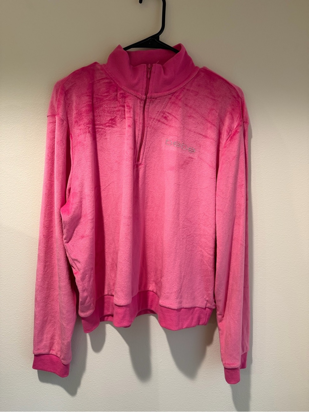 bebe Hot Pink Plush Half-Zip Top